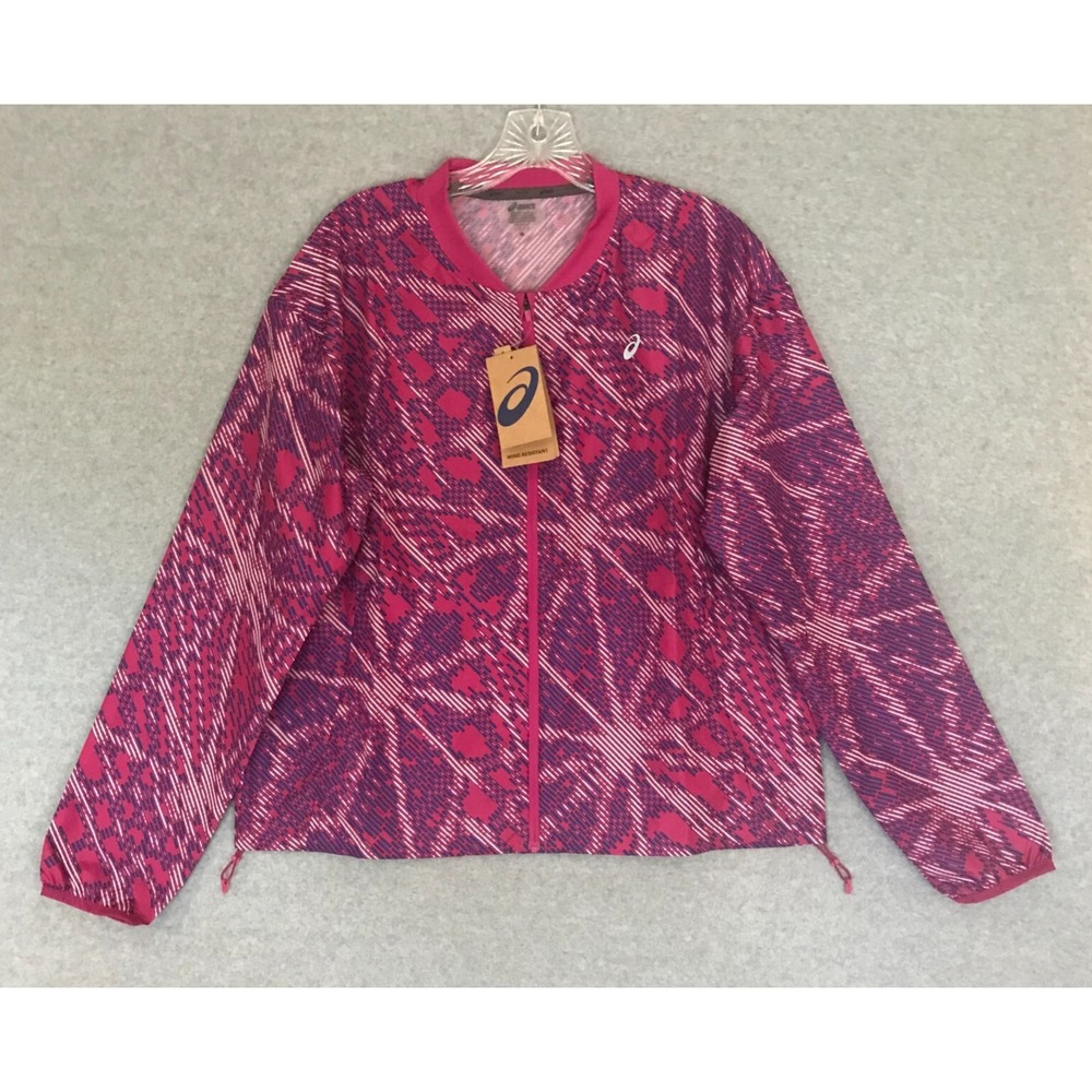 NEW! Asics Sakura AOP Jacket Womens Large Packable Wind Resistant Regular Fit